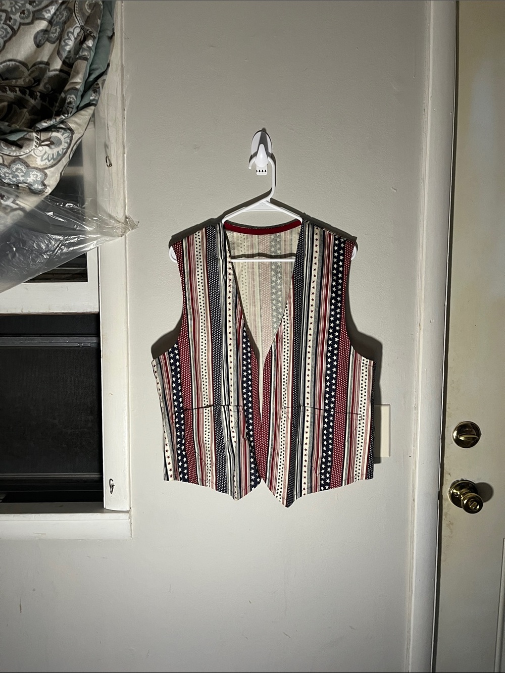 Striped Sleeveless Tunic Vest in Red, Black & White